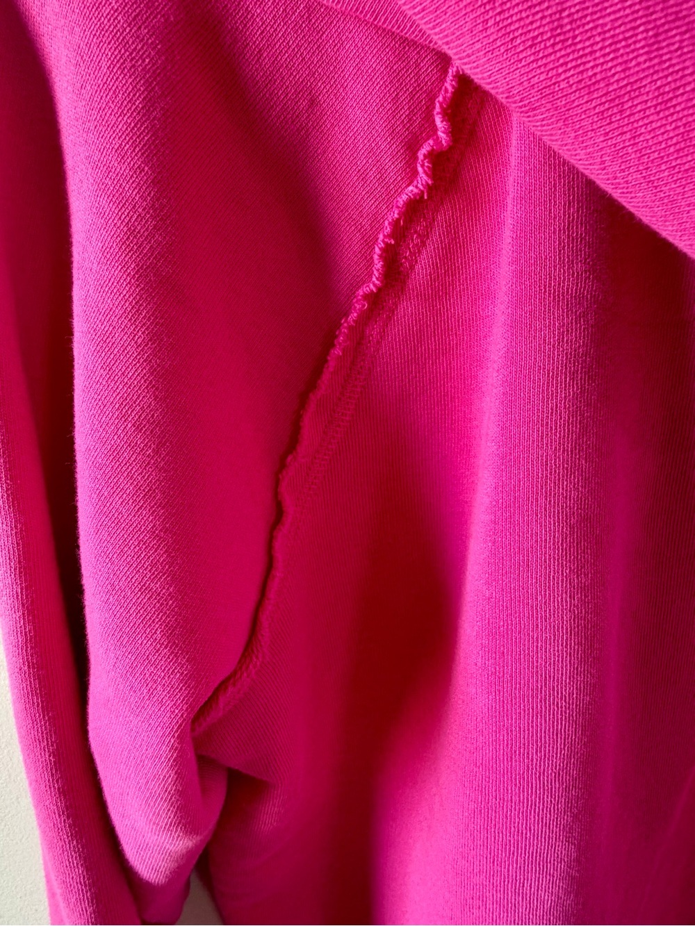 Boutique Hot Pink Raw Edge Hoodie | Relaxed Casual Sweatshirt | Size Large - Picture 4 of 8